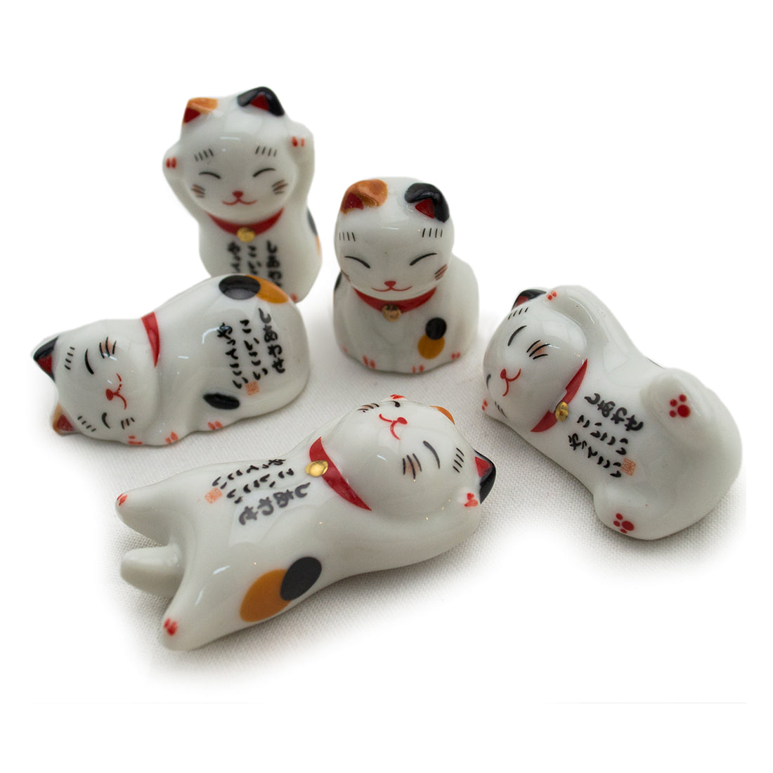 Ceramic Chopsticks Holders - Lucky Cats - Set of 5 - Original Source
