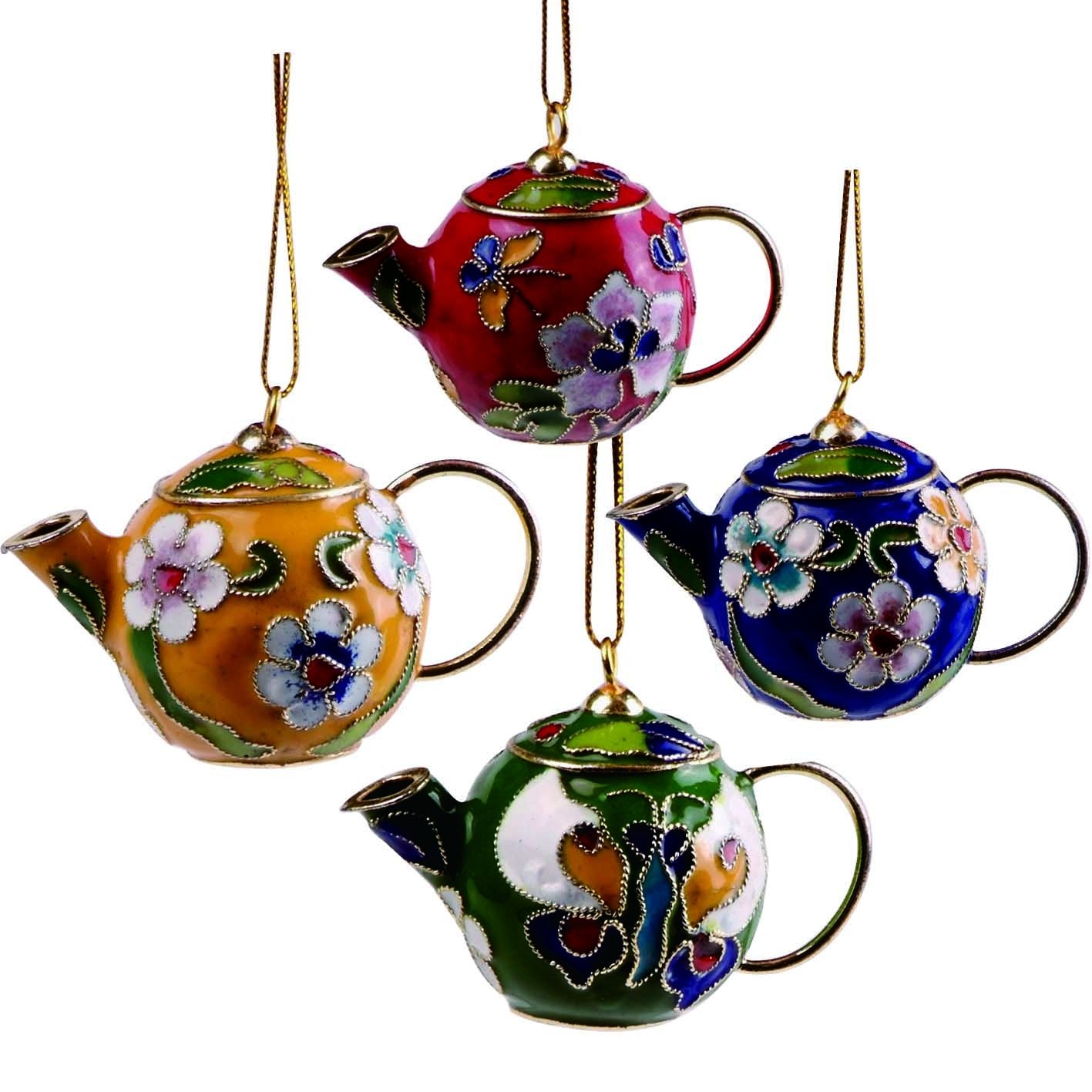 Cloisonne Ornament - Tea Pots - Set of 4 - Original Source