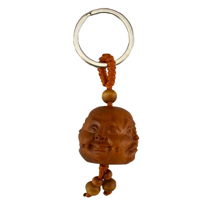 Key Chain - Carved Wood - 4 Face Buddha - Original Source
