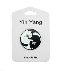 Yin Yang Enamel Cat Pin