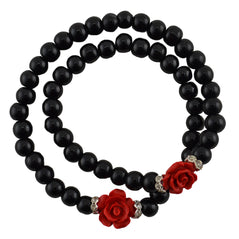 Cinnabar Rose & Onyx Double Wrap Bracelet - Original Source