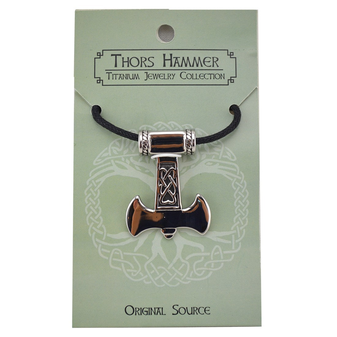 Thor's Hammer Pendant Necklace w/Cord - Titanium - Original Source