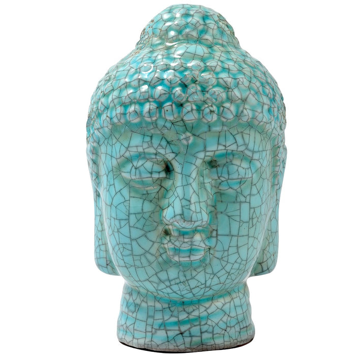 Blue Crackle-Finish Buddha Head - Original Source