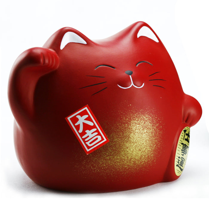 Ceramic Cat Bank - Red - Original Source